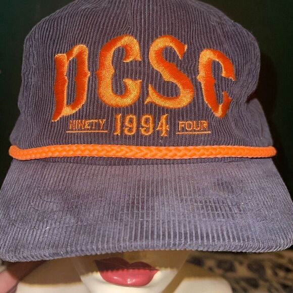 Rare SAMPLE Hat DC Shoe Company Hat Gray Corduroy Hat w/ Orange Rope - Picture 5 of 9